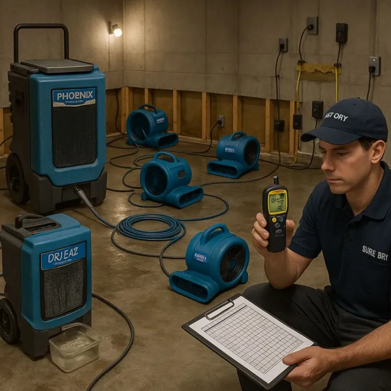 Structural Drying and Dehumidification process in Larkspur, CA